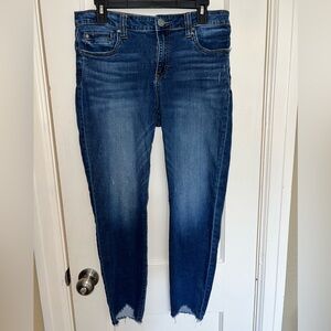 KUT From the Kloth Dark Blue Denim Distressed Jeans. Like new condition. Size 12